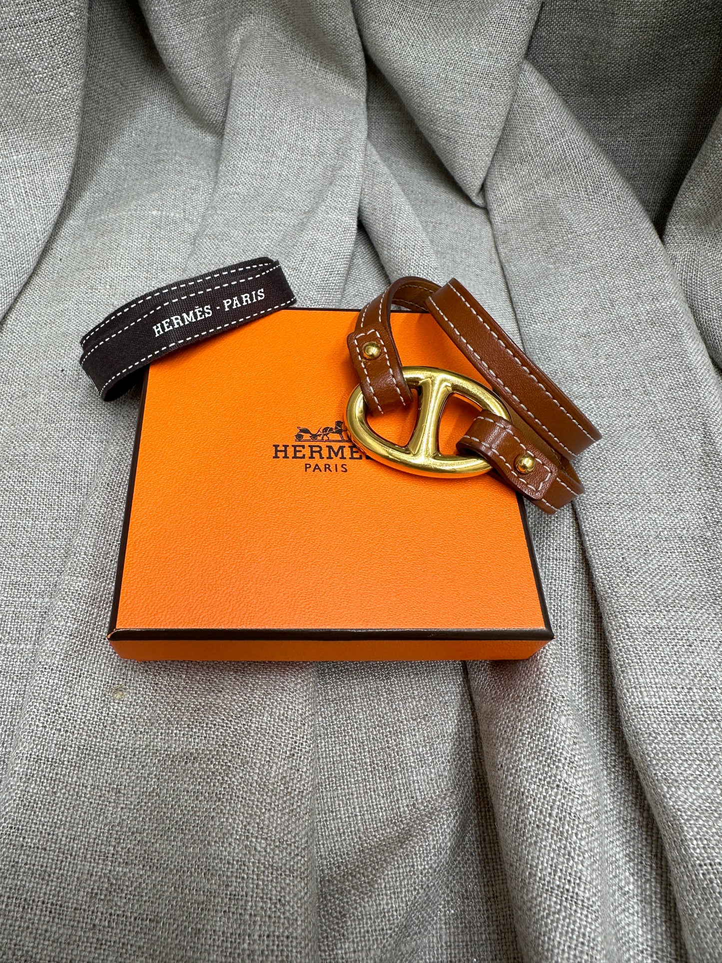 Hermès Leather Granville double Tour Bracelet