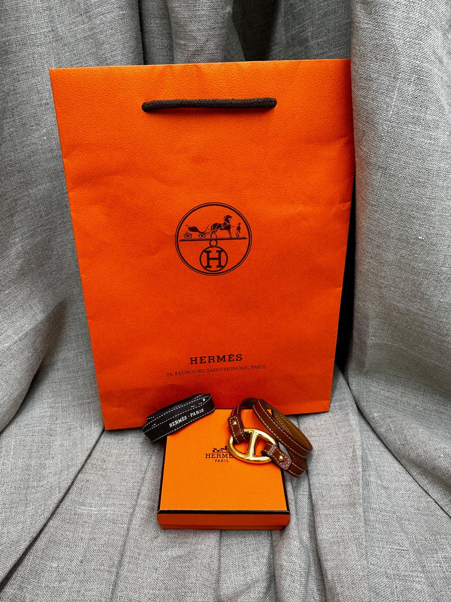 Hermès Leather Granville double Tour Bracelet