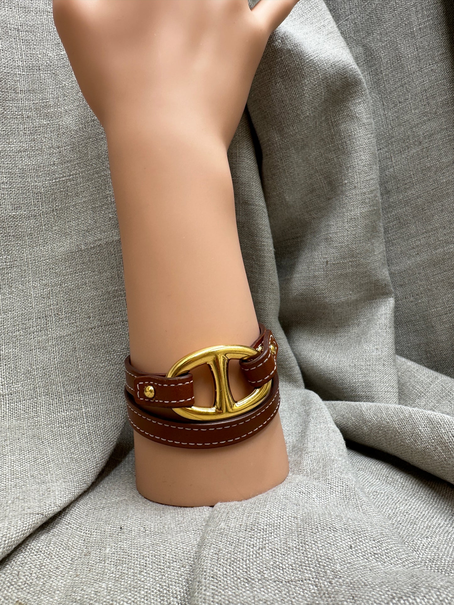 Hermès Leather Granville double Tour Bracelet